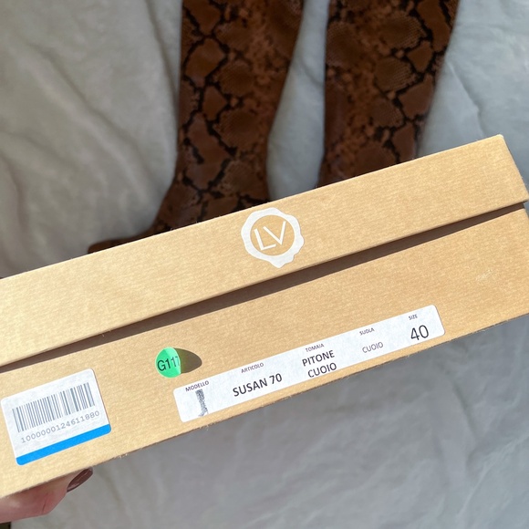 Luca Valentini Made in Italy Brown Camel Reptile OTK Over The Knee Boots 40 - Picture 17 of 17